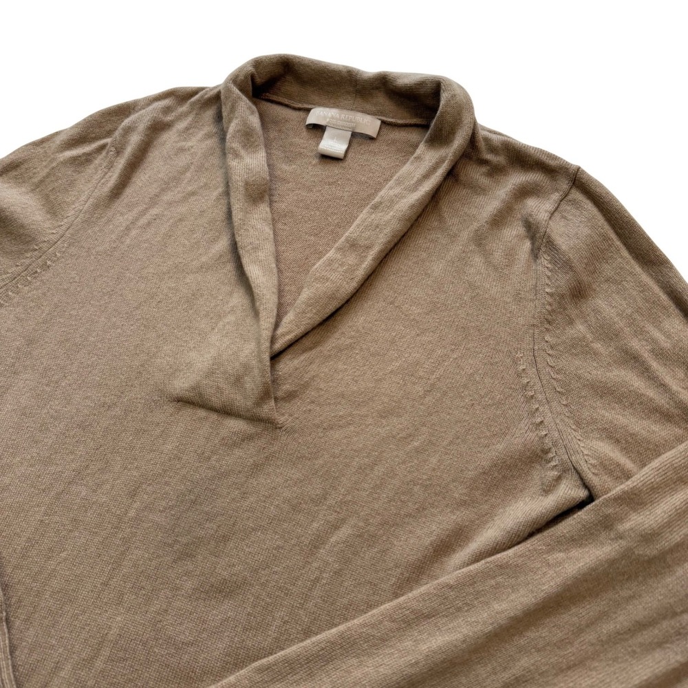Banana Republic Wool Cashmere Shawl Collar Sweater Sunset Tan Womens L
